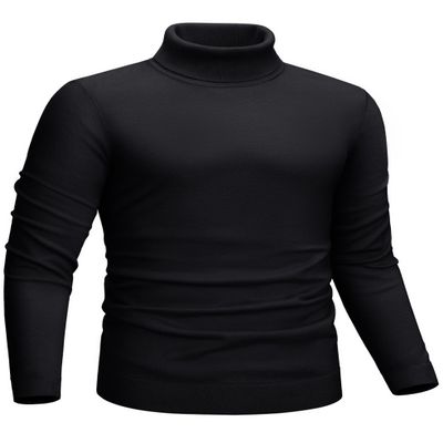 CRYSULLY Men's Turtleneck Sweater Long Sleeve Lightweight Knitted Thermal Pullover Sweater for Spring Fall Winter Black M