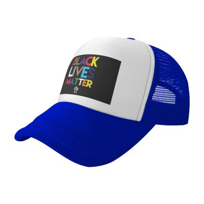 BLM Black Lives Matter Trucker Hat - Mesh Baseball Snapback Cap for Men Or Women Outdoors Blue