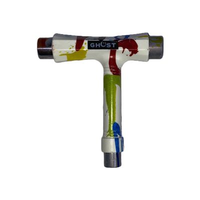 GHOST BOARDS Y3 Skateboard Tool Kit - All-in-One T Tool for Skateboard, Longboard, Roller & Skate - Multi-Function Portable Tool with T-Type Allen Key & L-Type Phillips Head Wrench (Paint Splatter)