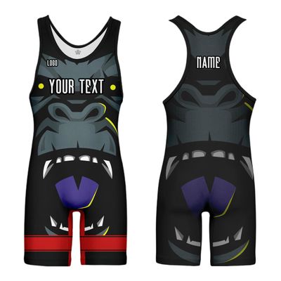 DIYUME Custom Gorilla Wrestling Singlet,Animal Pattern Powerlifting Singlet Under GI for Training