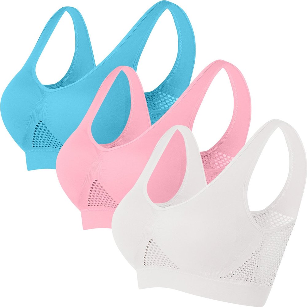 3 Packs Breathable Liftup Air Bra for Women Comfort Cool Sports Bras for Sagging Breasts Wireless Push Up Bralettes