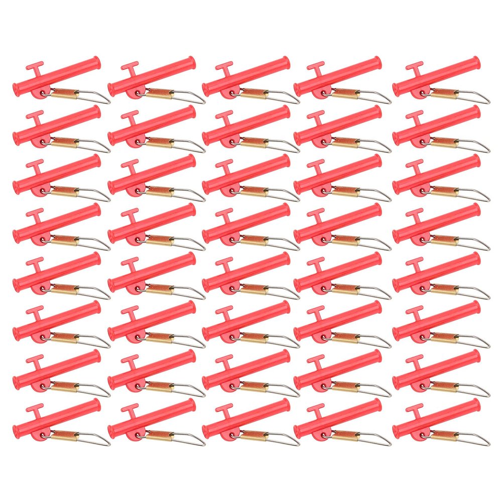 4Bags Fishing Line Sinker with Metal Snaps ABS Slider Clip Zip Boom, Braid Weight Connector Slide Rig Booms Lock Saltwater Tackle Accessories for Boat Sea Surf Sliding Rigs (red)