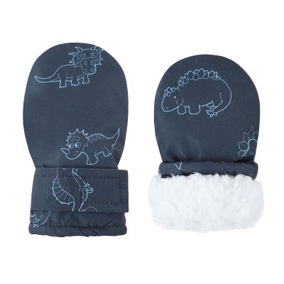 American Trends Infant Baby Gloves Winter Toddler Snow Gloves Waterproof Toddler Mittens Fleece Lined Kids Ski Mittens Print Navy S (Fits 6-18 Months) No Thumb