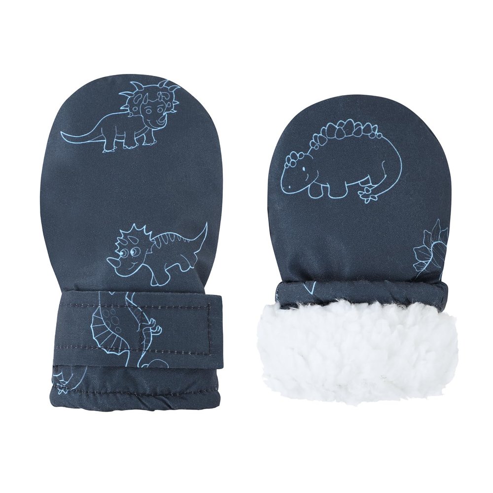 American Trends Infant Baby Gloves Winter Toddler Snow Gloves Waterproof Toddler Mittens Fleece Lined Kids Ski Mittens Print Navy S (Fits 6-18 Months) No Thumb