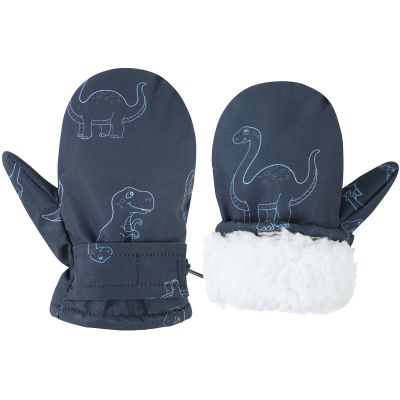 American Trends Infant Baby Gloves Winter Toddler Snow Gloves Waterproof Toddler Mittens Fleece Lined Kids Ski Mittens Navy Dinosaur M (Fits 2-3 Years)
