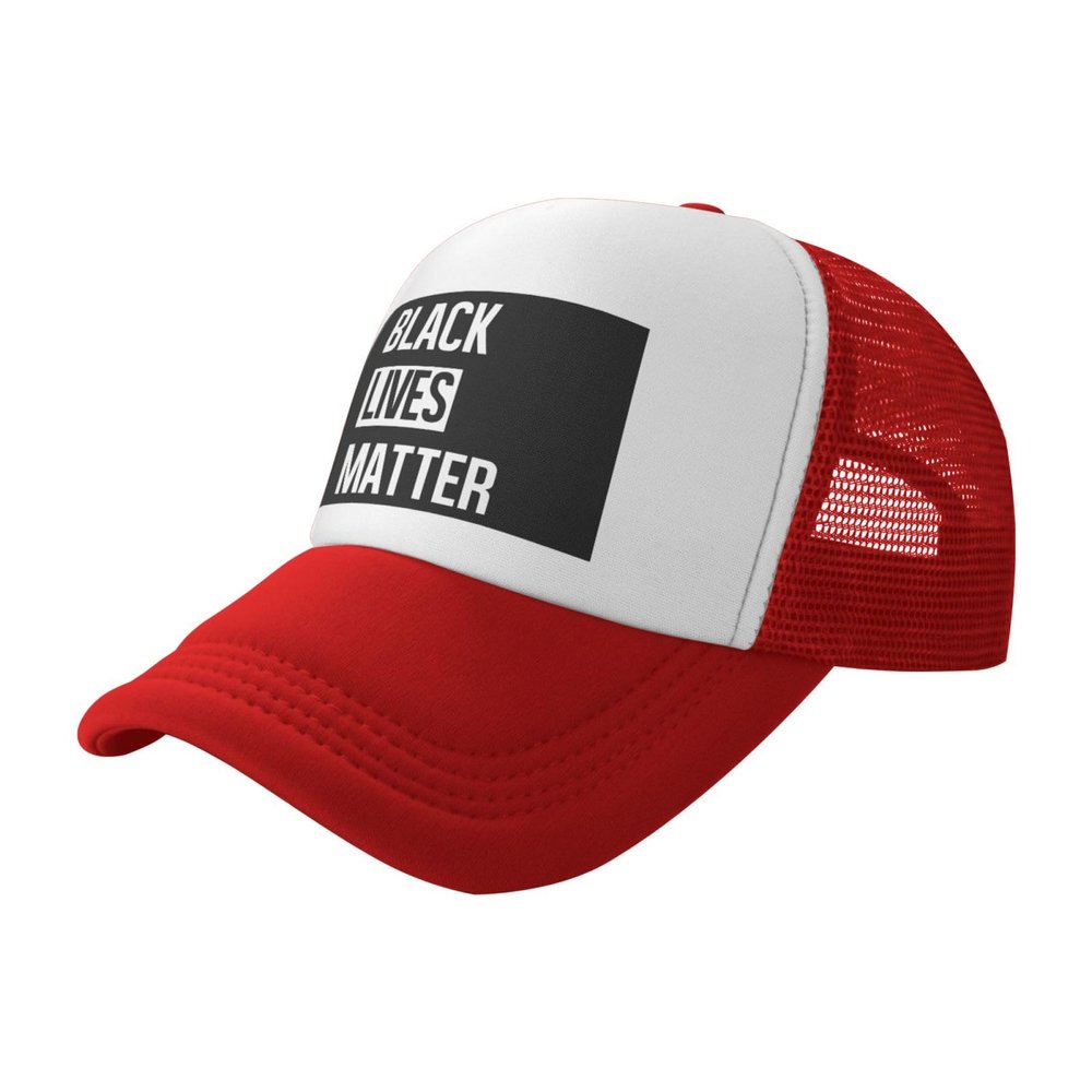 BLM Black Lives Matter Trucker Hat - Mesh Baseball Snapback Cap for Men Or Women Outdoors Red