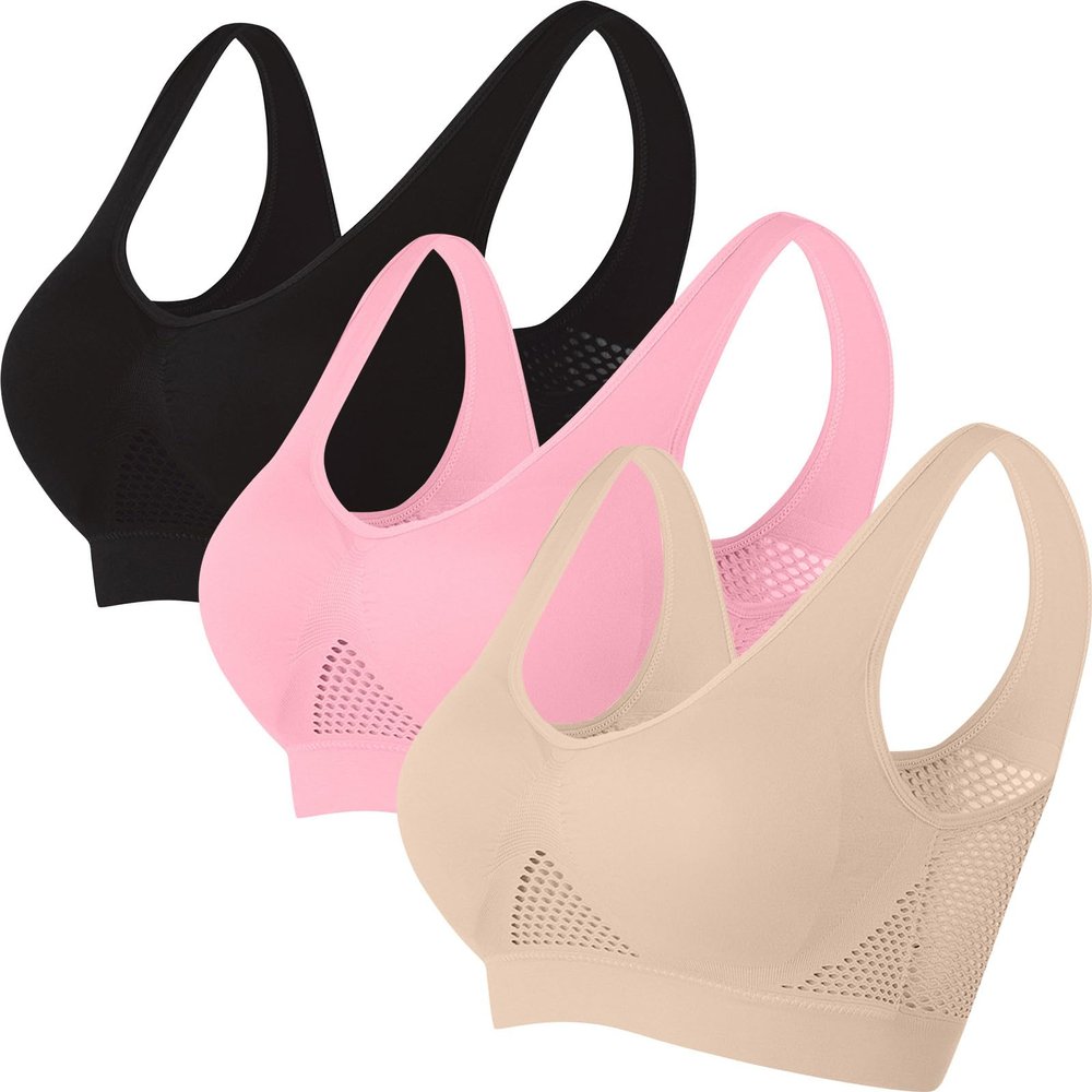 3 Packs Breathable Liftup Air Bra for Women Comfort Cool Sports Bras Sagging Breasts Wireless Push Up Bralettes