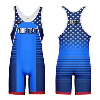 DIYUME Custom American USA Flag Wrestling Singlets Sport Active Jumpsuits Add Your Logo,Youth Mens Womens Sizes
