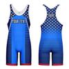 DIYUME Custom American USA Flag Wrestling Singlets Sport Active Jumpsuits Add Your Logo,Youth Mens Womens Sizes view 1