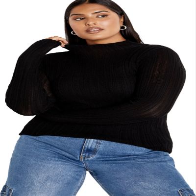 City Chic Women's Plus Size Crinkle Knit Sweater