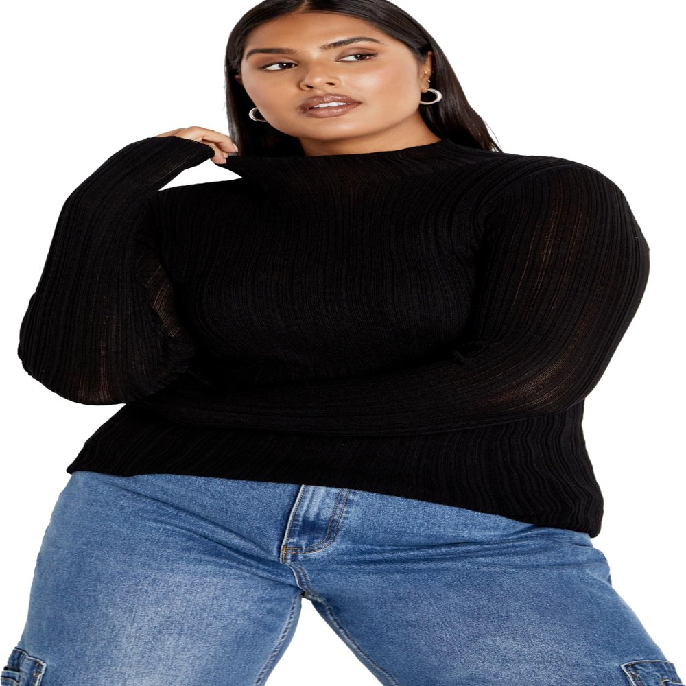 City Chic Women's Plus Size Crinkle Knit Sweater