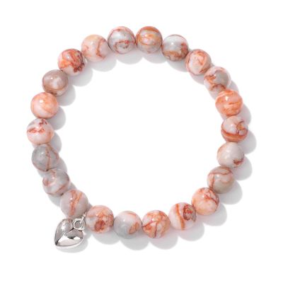 ASNAT 8mm Stone Bead Love Couple Bracelet Stone Beaded Bracelet,red Network