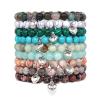 ASNAT 8mm Stone Bead Love Couple Bracelet Stone Beaded Bracelet,red Network view 3