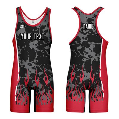 DIYUME Custom Unisex Wrestling Singlet, Fire Powerlifting Singlet for Training (Unisex Adult/Youth)