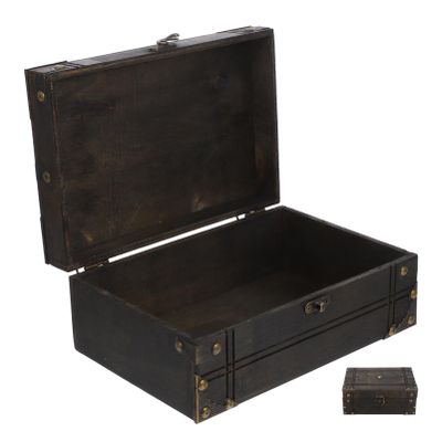 Alipis Wooden Jewelry Box Small Wooden Box Vintage Treasure Chest Antique Jewelry Storage Box Trinket Box Memory Keepsake Box