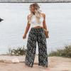 Angerella Women's Wide Leg Casual Pants with Pockets Spring Summer Lightweight High Waisted Beach Loose Flowy Trousers BlackBeige XXL view 2