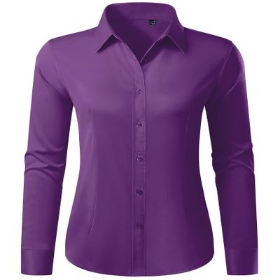 Gleeivy Purple Button Down Shirt Women Wrinkle Free Stain Shield Blouse