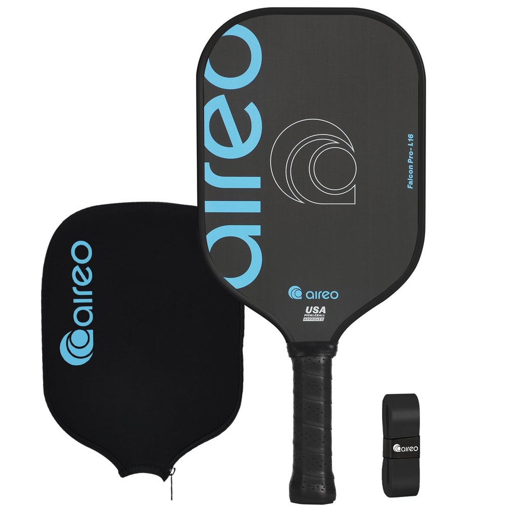 AIREO Falcon Pro L16 Pickleball Paddle, Raw Toray T700 Carbon Fiber with 16mm Polypropylene Core Pickleball Paddles, USAPA Approved Lightweight Pickle Ball Paddle