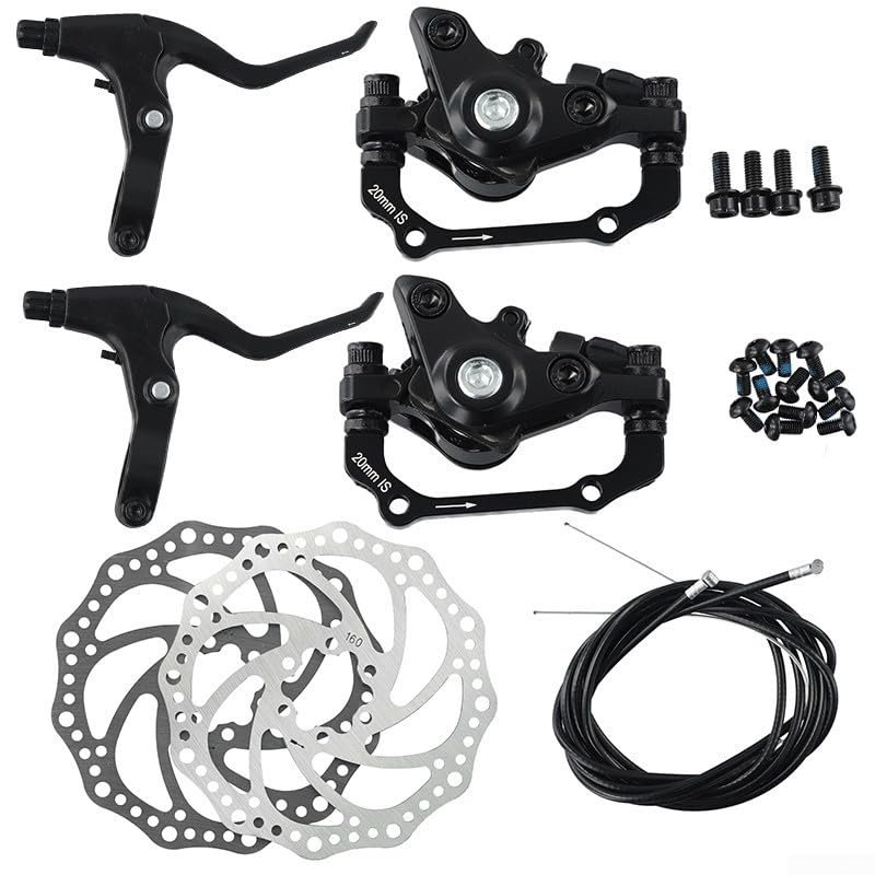 Bike Disc Brake Kit, Aluminum Front And Rear Caliper, Aluminum Alloy Brake Lever 160Mm for Rotor, Mechanic Tool-Free Pad Adjuster For Road/Mountain Bike
