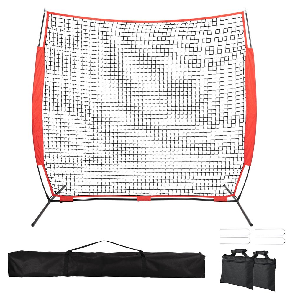 7x7ft Backstop Net, Ball Stop Net with Handbag,Fix Sports Net Barrier by 4 Spike&2 Sandbag,Sports Practice Barrier Net for Baseball,Softball,Lacrosse Train,Backstop Net for Backyard,Playground