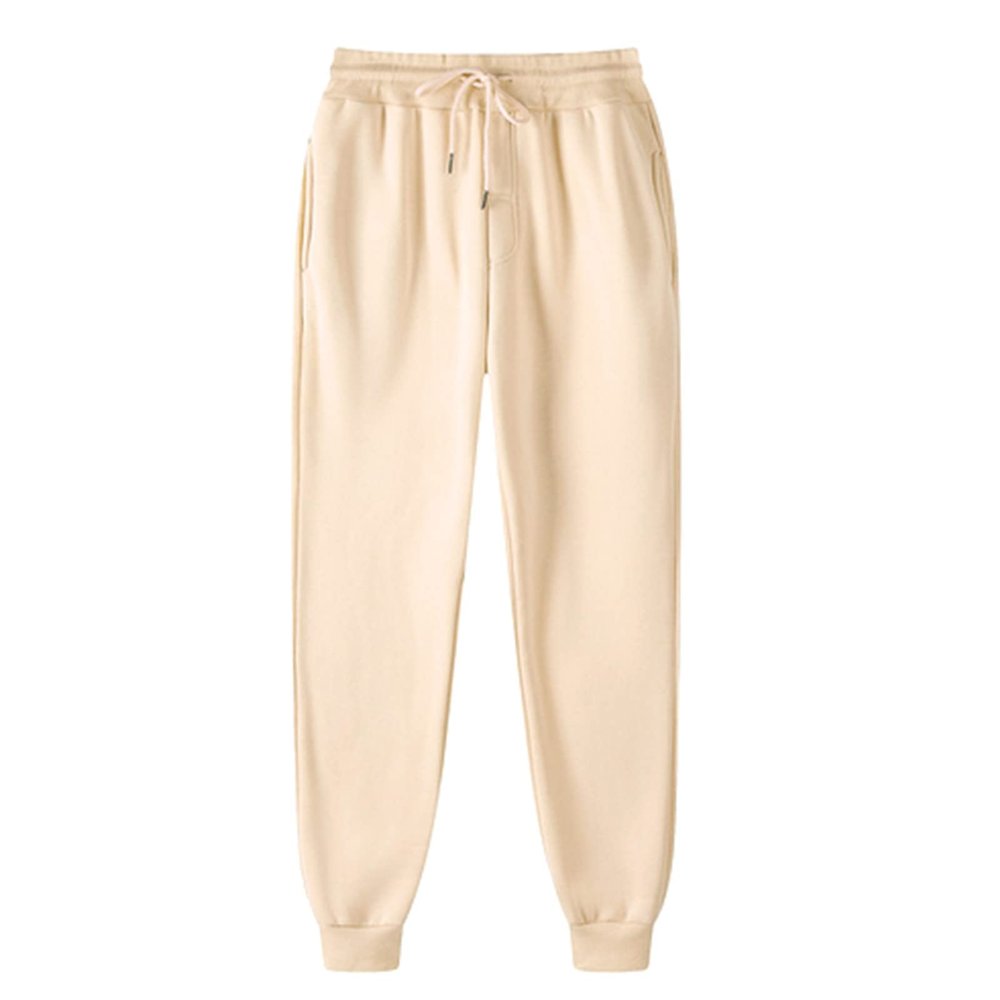 NineFit Basics Women's High Waist Fleece Lined Baggy Joggers with Pockets, Beige, XX-Large