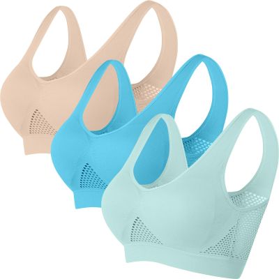 3 Packs Breathable Liftup Air Bra for Women Comfort Cool Sports Bras for Sagging Breasts Wireless Push Up Bralettes
