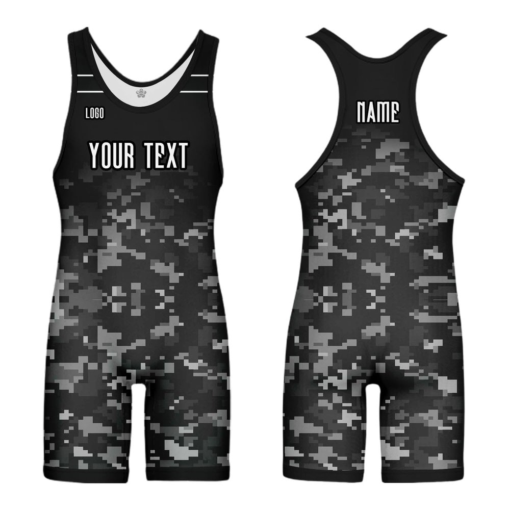 DIYUME Unisex Camouflage Custom Sublimated Singlet for Wrestling, MMA & Powerlifting, Youth Boys Mens Women's
