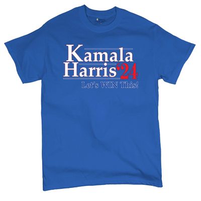 Kamala Harris 2024 Let's Win This T-Shirt for President Democrat American Election 24 Madam I'm Speaking Men's Tee Blue Medium