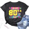 80s Shirt for Women: I Love The 80's Shirt Vintage 80s Shirts Casual Retro Outfits Fashion Nostalgia Tees Tops(Darkgrey, XX-Large) view 1