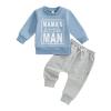 Karwuiio Toddler Baby Boy Clothes Outfits Long Sleeve Letter Sweatshirt Tops Joggers Pants Infant Fall Winter Clothes Set (Blue Print, 12-18 Months) view 1