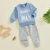 Karwuiio Toddler Baby Boy Clothes Outfits Long Sleeve Letter Sweatshirt Tops Joggers Pants Infant Fall Winter Clothes Set (Blue Print, 12-18 Months) view 3