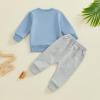 Karwuiio Toddler Baby Boy Clothes Outfits Long Sleeve Letter Sweatshirt Tops Joggers Pants Infant Fall Winter Clothes Set (Blue Print, 12-18 Months) view 4
