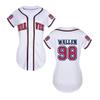 98 Baseball Jersey Shirt Women Fan Tshirts Country Vintage Jersey Button Down Short Sleeve Tops Active Shirts White view 1