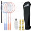 Magicorange Badminton Rackets Set of 5 for Outdoor Backyard Games, Including 4 Racquets,4 Shuttlecocks, 4 Replacement Grip Tapes,1 Badminton net & 1 Carry Bag (Pink + Purple) view 1