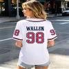 98 Baseball Jersey Shirt Women Fan Tshirts Country Vintage Jersey Button Down Short Sleeve Tops Active Shirts White view 2