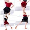 Avrigirl Black Ruffle Hip Dance Skirt for Girls Latin, Ballroom, Fringe Salsa Skirt with Underpants for Training, Performance view 3