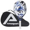 AMA SPORT Beach Tennis Racket Carbon Fiber with EVA Foam Core Texture Beach Tennis Paddle Raquete with Carry Bag (Blue) view 1