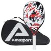 AMA SPORT Beach Tennis Racket Carbon Fiber with EVA Foam Core Texture Beach Tennis Paddle Raquete with Carry Bag (Red) view 1