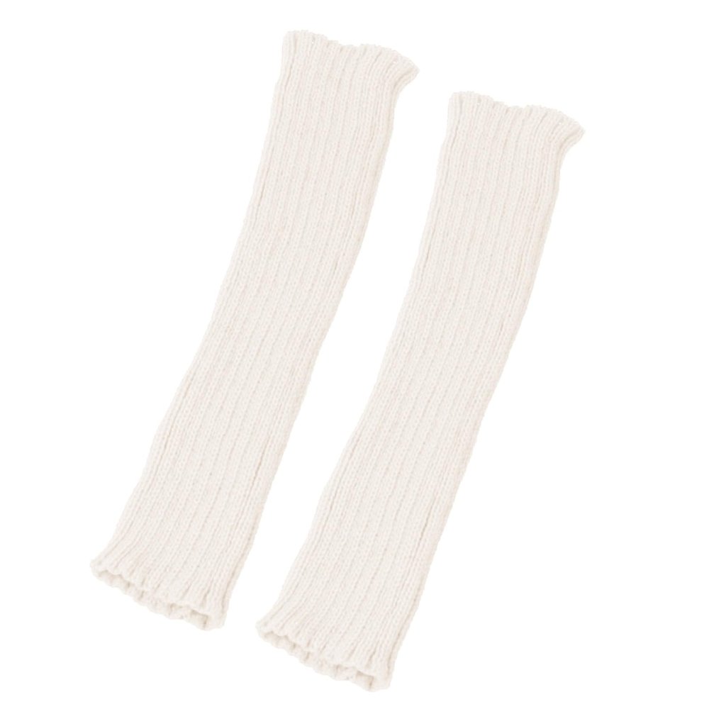 Knit Fingerless Gloves for Women, Thumbhole Warm Winter Arm Warmers Hand Warmers for Women Girls (White, One Size)