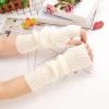 Knit Fingerless Gloves for Women, Thumbhole Warm Winter Arm Warmers Hand Warmers for Women Girls (White, One Size) view 2