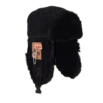 Winter Thick Lei Feng Hat for Men and Women, Windproof and Warm Ear Protection Cycling Hat, Plush Cotton Hat(Black)