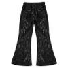 JEYPINMI Girls Boys Sequins Flared Pants Bell Bottoms Glitter Disco Dance Trousers for Hip Hop Jazz Performance Black 13-14 Years view 3