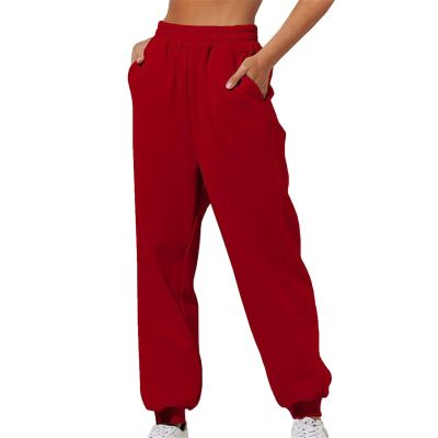 SHAOBGE Fall Homecoming Sweatpants for Women 2024 Casual Elastic Drawstring High Waist Sweatpant Vacation Oversized Y2k Pants,B-Red,Large, October 11-12,