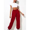 SHAOBGE Fall Homecoming Sweatpants for Women 2024 Casual Elastic Drawstring High Waist Sweatpant Vacation Oversized Y2k Pants,B-Red,Large, October 11-12, view 3