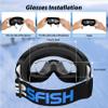 AirsFish Ski Goggles, Magnetic Side-Clip Snowboard Goggles Over Glasses -OTG Anti Fog 100% UV 400 Protection for Men Women Youth Black view 4