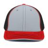 Pacific Headwear Trucker Flexfit Cap, Silver/Black/Red, XS view 2