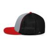 Pacific Headwear Trucker Flexfit Cap, Silver/Black/Red, XS view 4