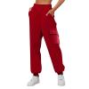 SHAOBGE Fall Homecoming Sweatpants for Women 2024 Casual Elastic Drawstring High Waist Sweatpant Vacation Oversized Y2k Pants,D-Red,Large, October 11-12, view 1