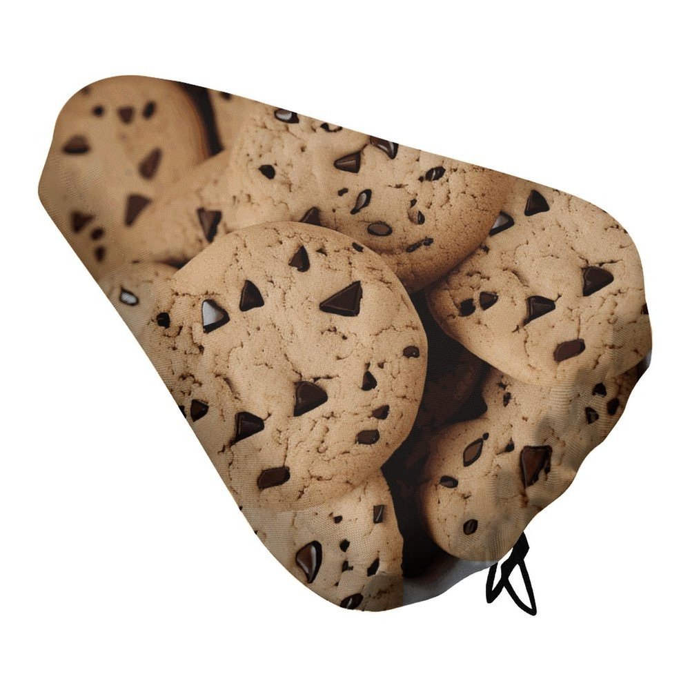 Food Chocolate Chip Biscuits Waterproof Bike Seat Cover Rainproof and Dust Resistant Bike Seat Saddle Cover Bicycle Seat Cushion Protector with Drawstring