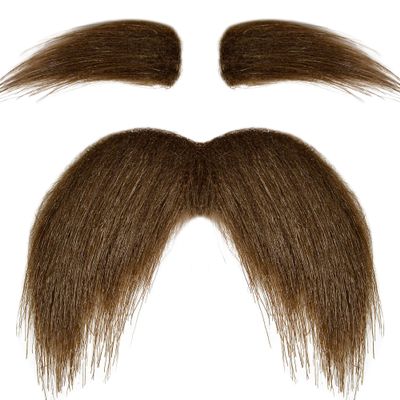 Itscolofy Mustache Self Adhesive and Eyebrows Set, Stick On Mustache Costume, Beard Material Novelty for Halloween Costume Festival Party (Brown)